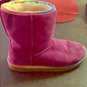 Purple/multicolor pair of female uggs